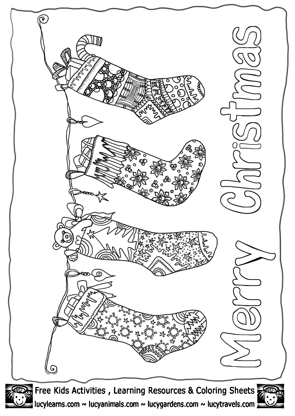 Christmas Stocking Coloring Page Template Collection, Xmas