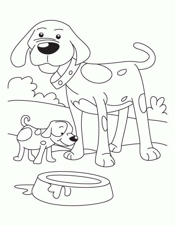 Dog And Puppy Coloring Page