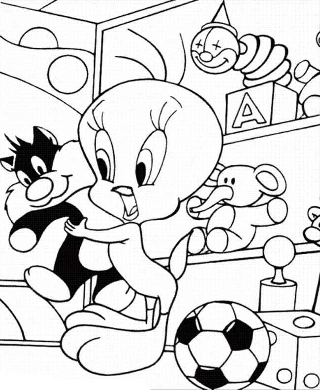 Tweety Coloring Pages : Tweety In The Toy Store Coloring Page Kids