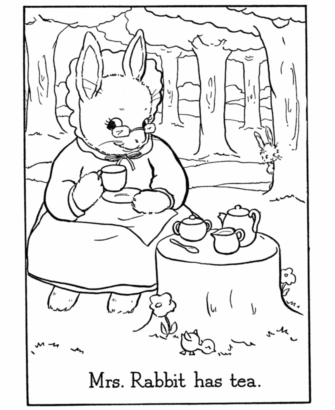 Easter Bunny Coloring Pages - Mrs Rabbit Bunny Coloring Sheet