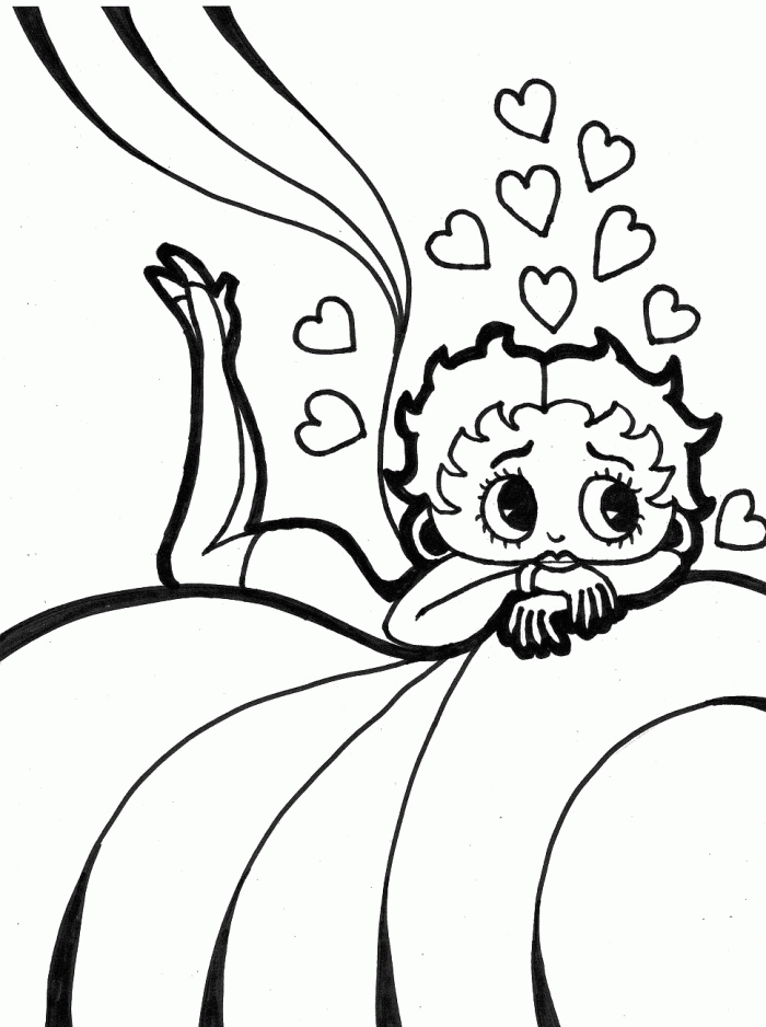Betty Boop Fallin In Love Coloring Pages - Betty Boop Coloring