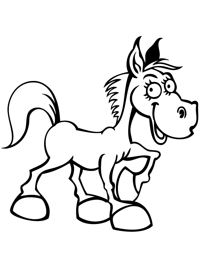 Happy Horse For Preschool Children Coloring Page | Free Printable