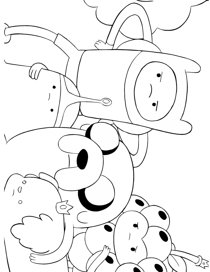 Adventure Time Jake And Finn Running Coloring Page | Free