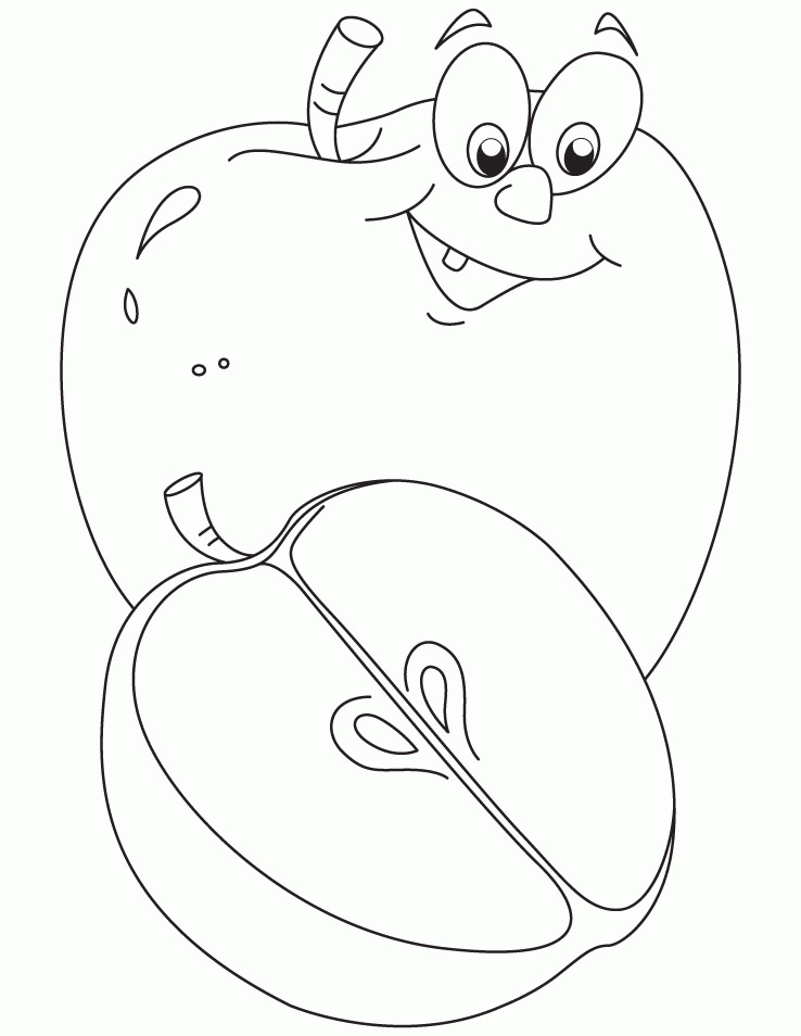 Apple and a half of apple coloring pages | Download Free Apple and