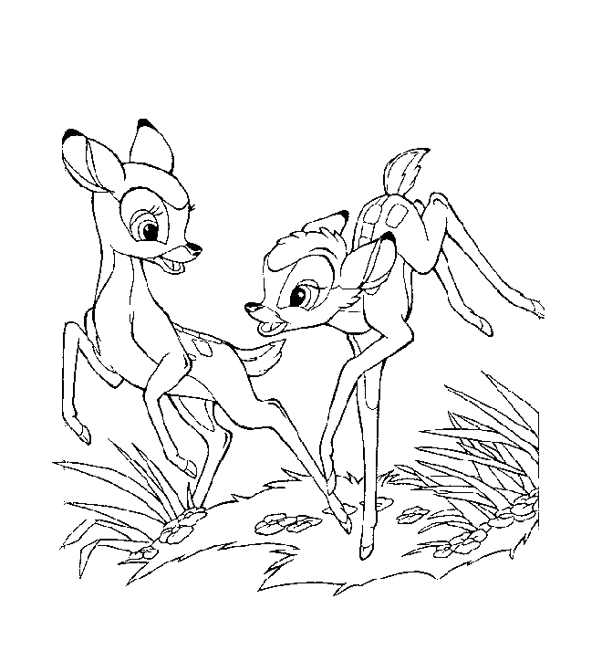 Bambi Chasing Faline Coloring Pages - Bambi Coloring Pages