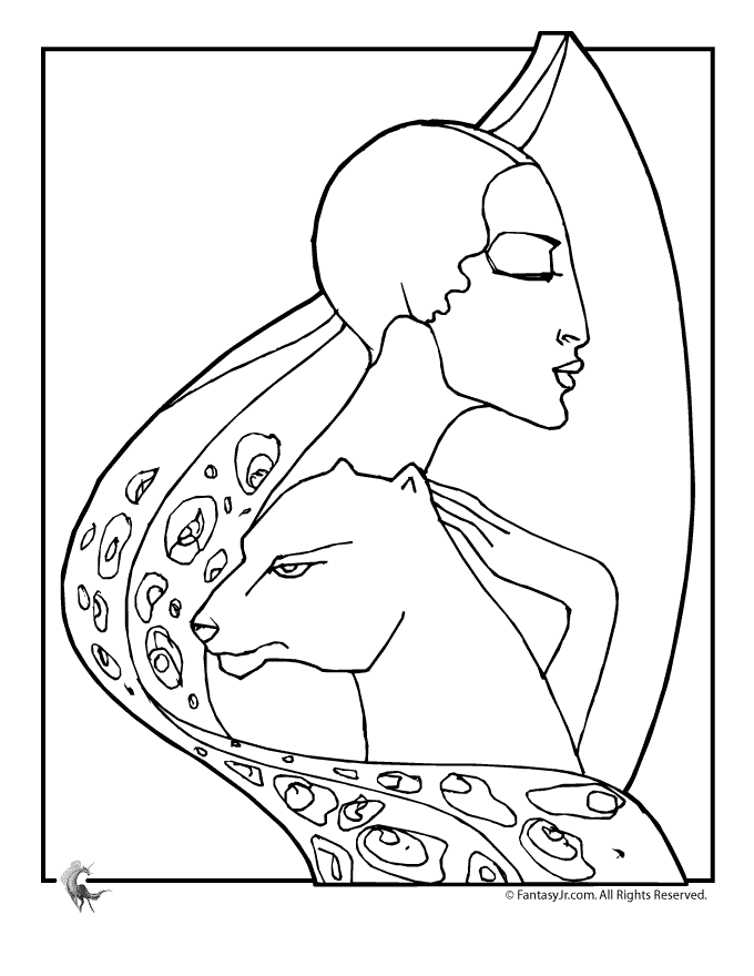 monkey coloring page girl with little