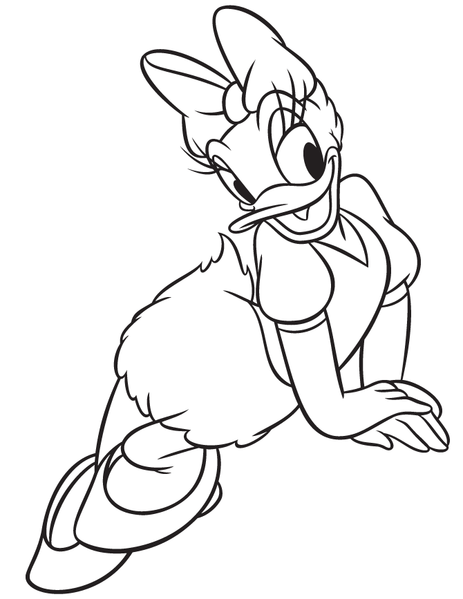 Pretty Daisy Duck Posing Coloring Page | Free Printable Coloring Pages
