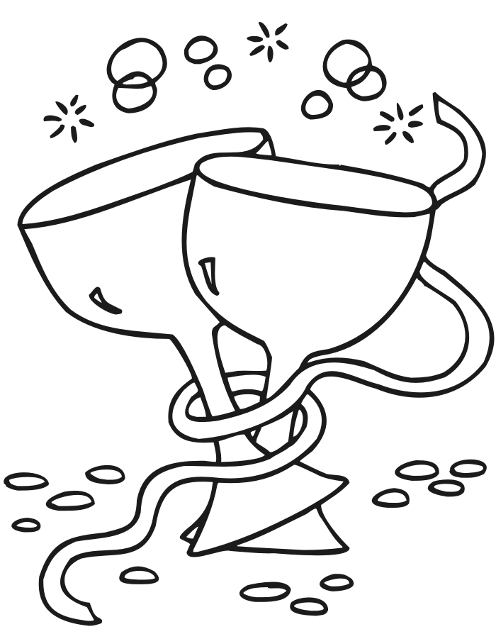 Printable New Years Coloring Page: 2 wine glasses