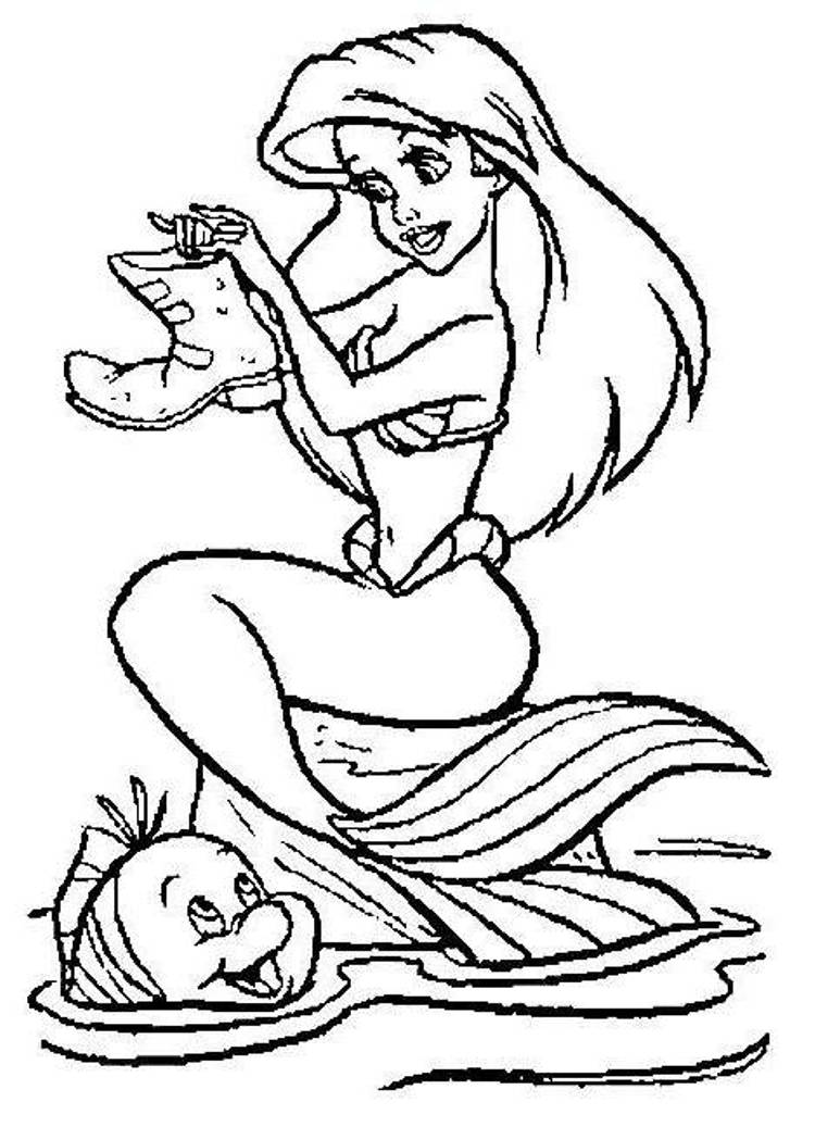 Download Ariel Found A Boot Little Mermaid Coloring Pages Or Print