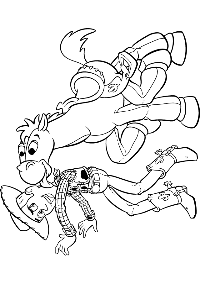 Toy Story Woody and Horse Coloring Pages Free Printable Coloring