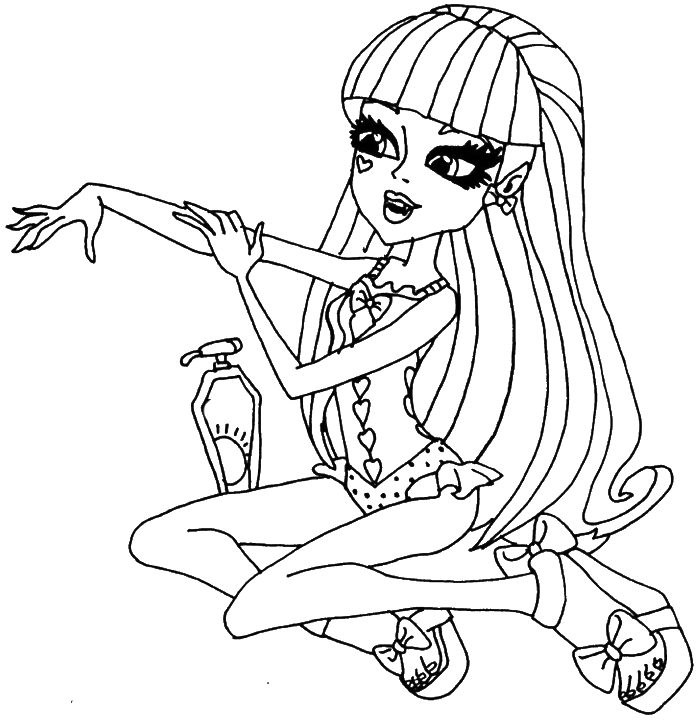 Draculaura Sun Cream Coloring Pages - Monster High Coloring Pages