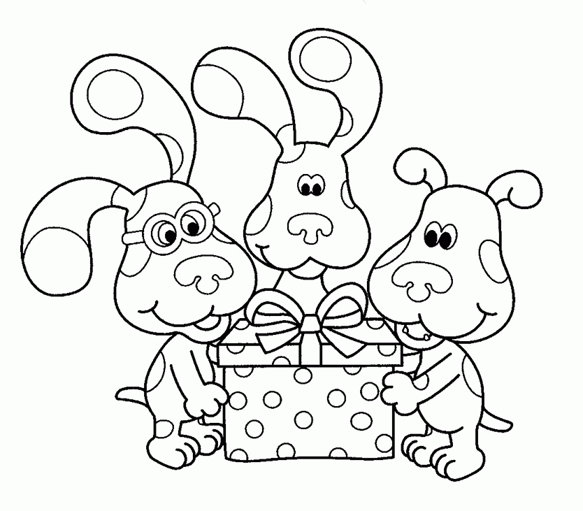 Blues and Friends Got a Present Coloring Page | Kids Coloring Page