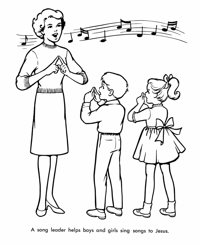Church Coloring Pages - Children Sing Easter Songs | HonkingDonkey