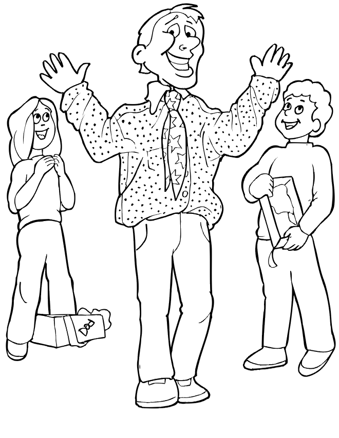 Fathers Day Coloring Page | Dad Wearing New Clothes