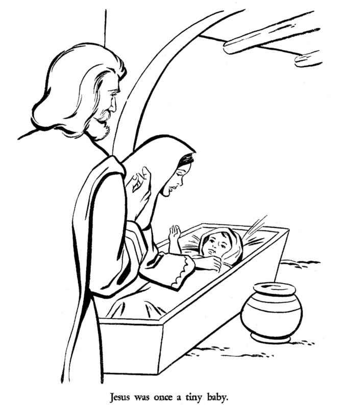 This Christmas Story Coloring Page Shows Joseph Mary And Baby