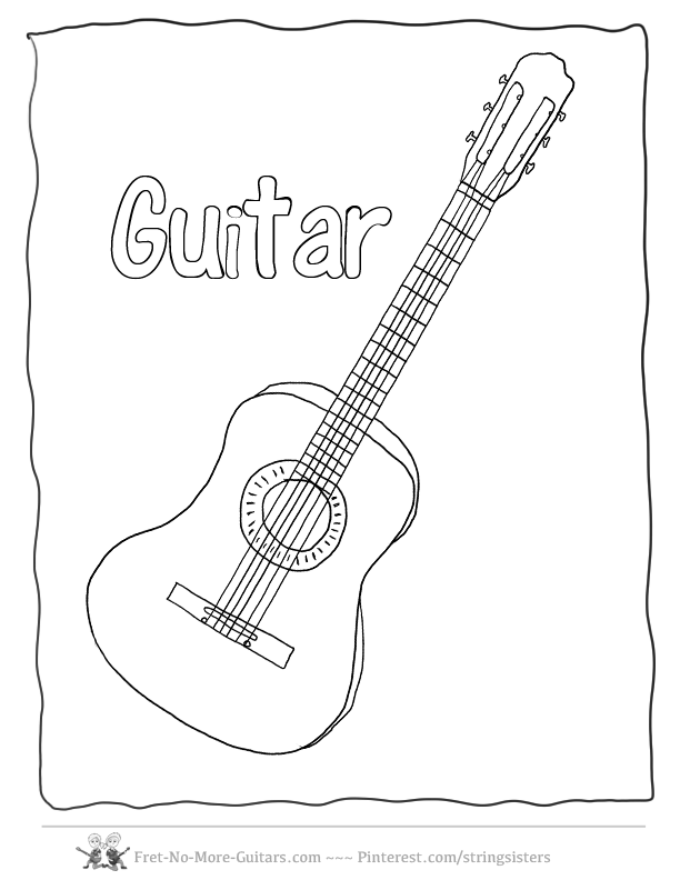 Guitar Coloring Pages Acoustic Guitar | Art - Picasso