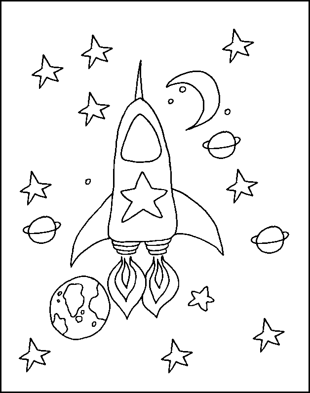 Space Rocket Free Coloring Pages for Kids - Printable Colouring Sheets