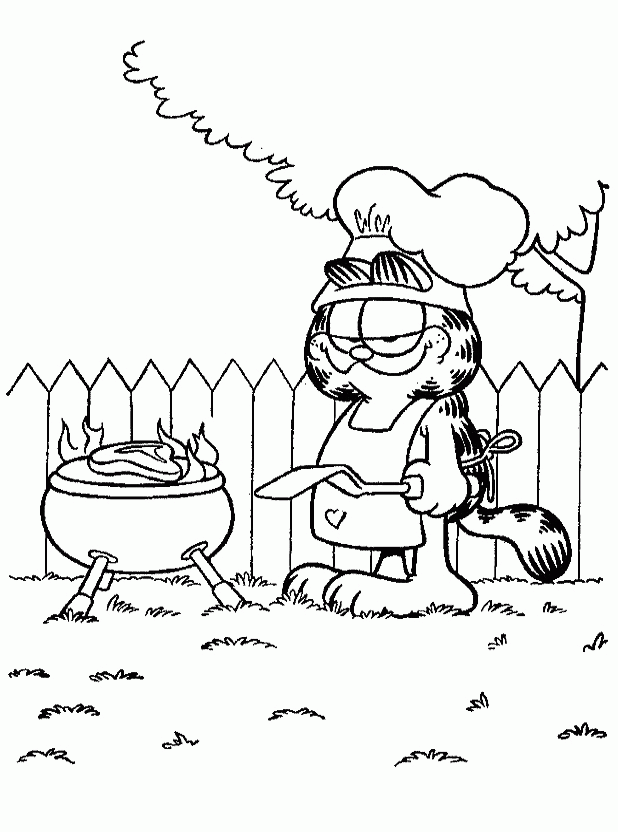 Garfield Was Cooking Coloring Page - Garfield Coloring Pages