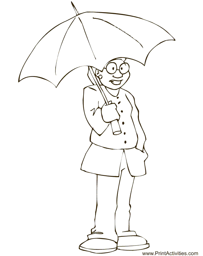 Spring Coloring Page | Woman With Her Umbrella