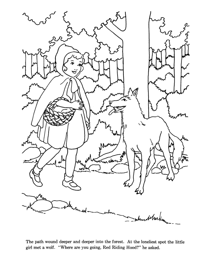 Little Red Riding Hood fairy tale story coloring pages | Little