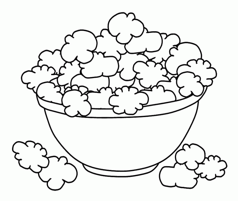 Printable Bowl Popcorn Coloring Page - Food Coloring : oColoring.