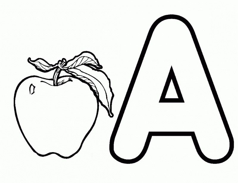 Letter A And Apple Fruit Coloring Page - Kids Colouring Pages