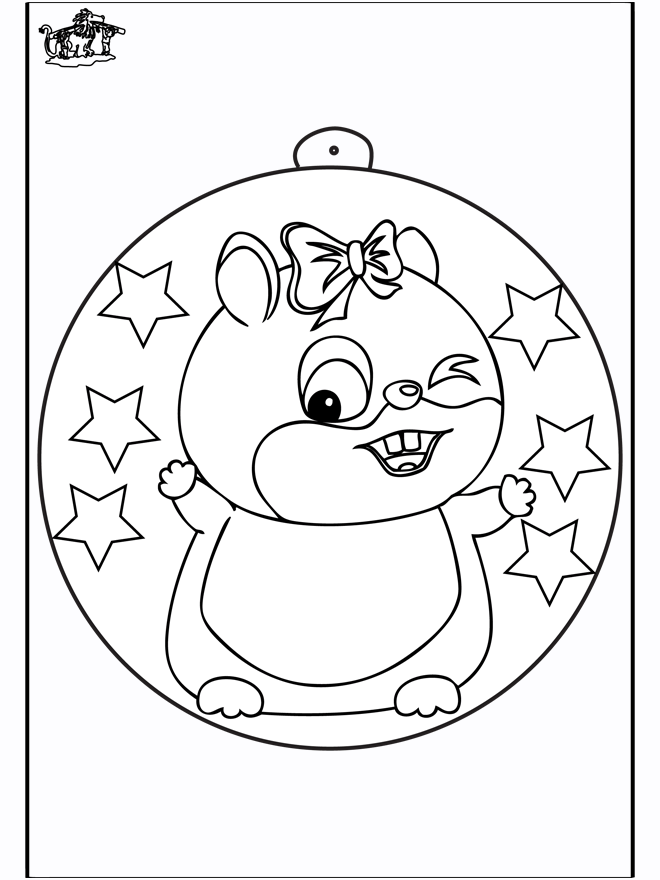 Christmas ball with hamster - Coloring pages Christmas