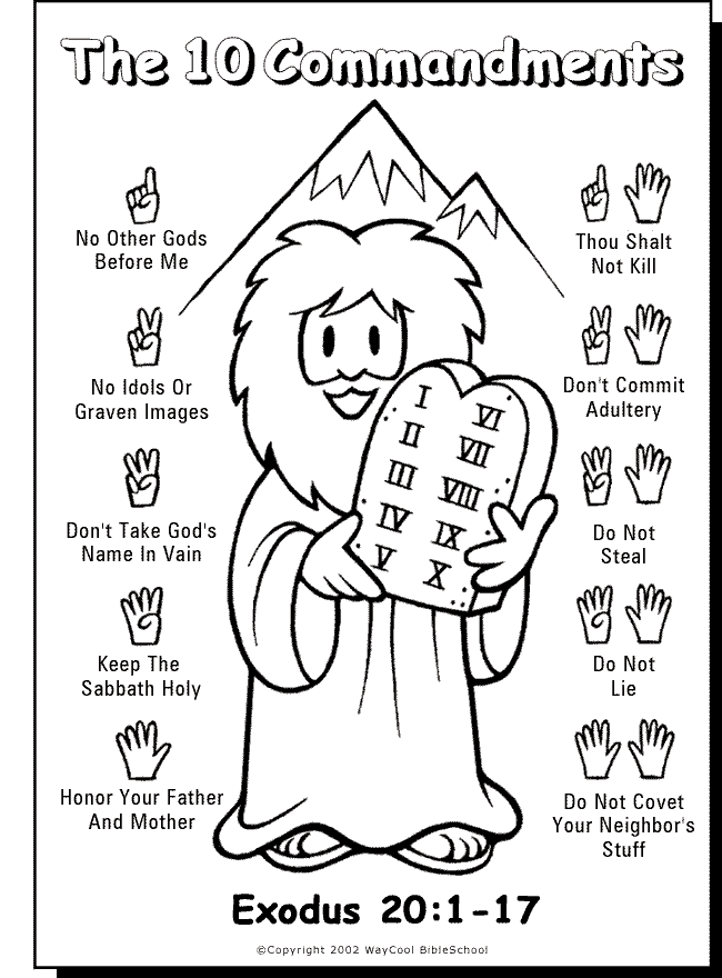 10 commandments color sheet | Sunday School