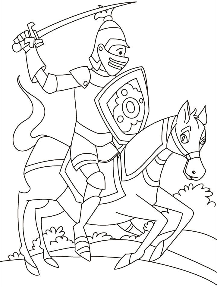 A fast moving horse with a perfect knight rider coloring pages