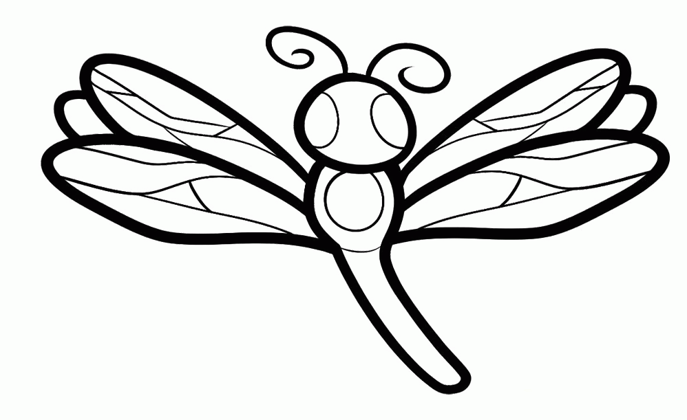 Dragonfly Cute Coloring For Kids - Animal Coloring Pages : Girls