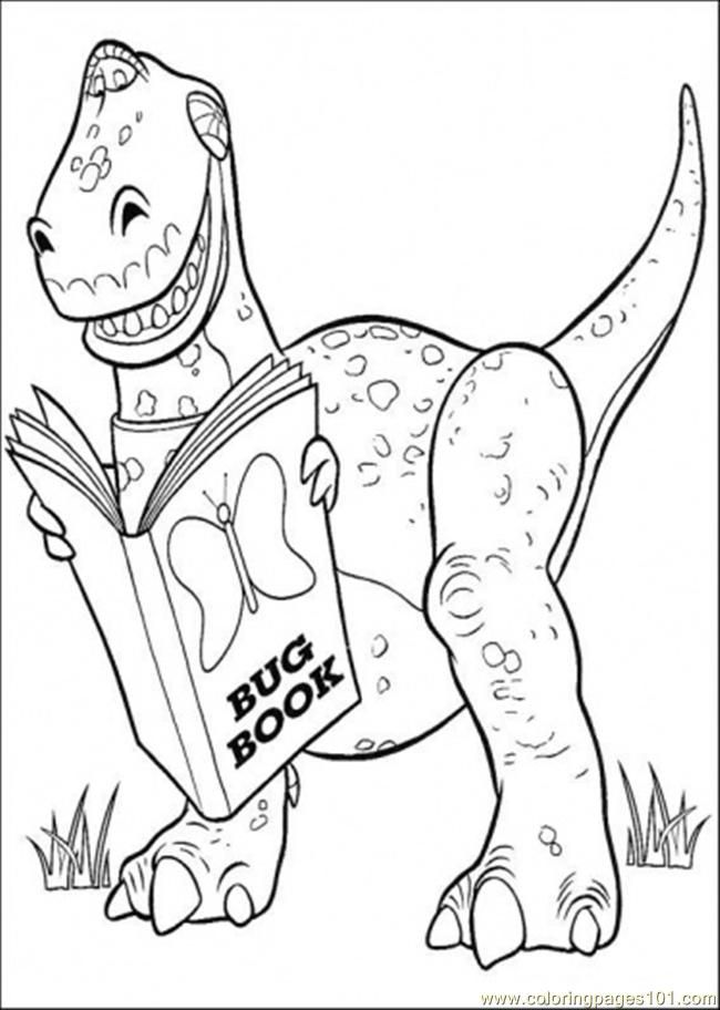 Coloring Pages Rex Is Reading A Book (Cartoons > Toy Story) - free