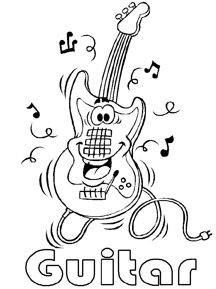 Music Coloring Pages for kids – Guitar | Free Coloring Pages