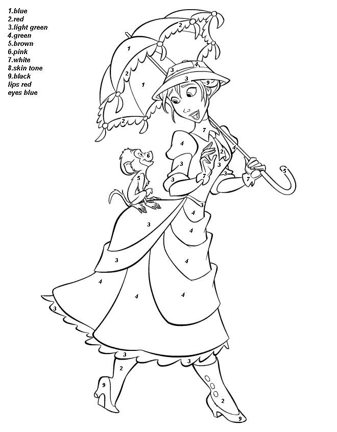color by number disney Colouring Pages