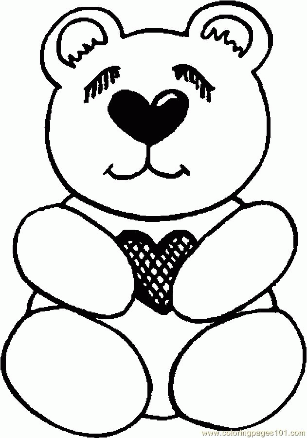 Coloring Pages Bear With Heart 5 (Holidays > Valentine