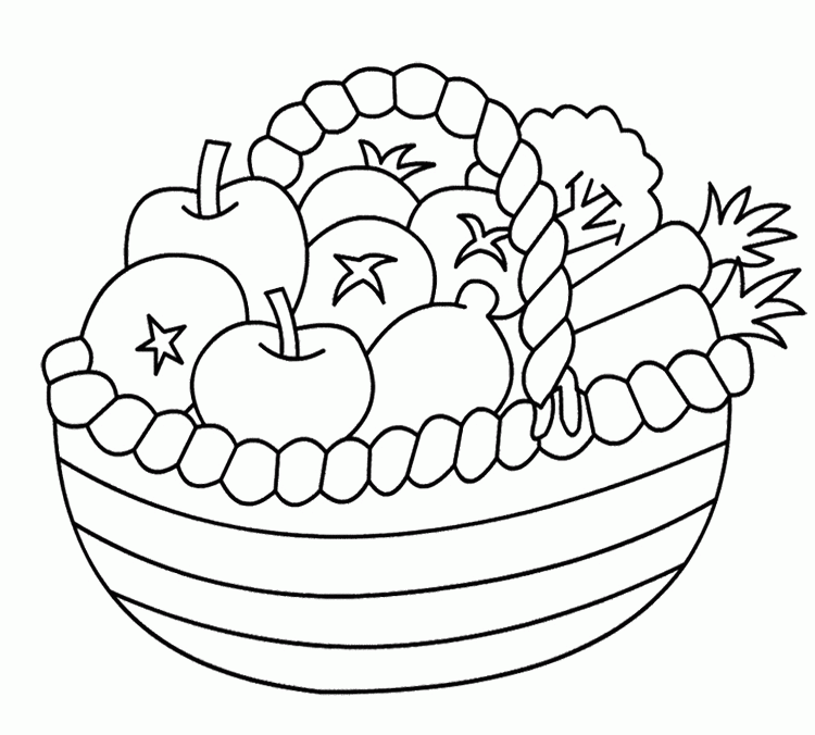 Fruit : The Little Boy Lay Right Fruit In The Basket Coloring Page