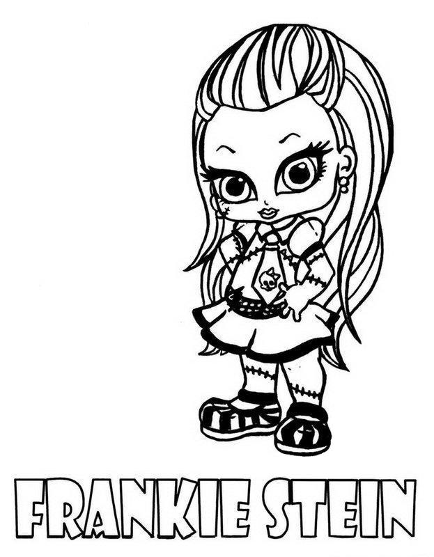 Print Frankie Stein Little Girl Monster High Coloring Page or