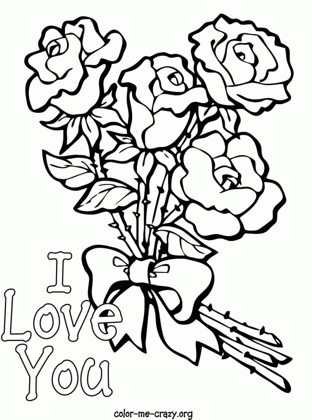 Heart With Rose Coloring Pages Coloring For Kids 258073 Rose