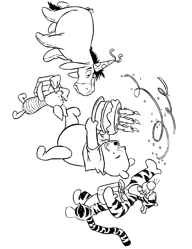a party pooh Colouring Pages