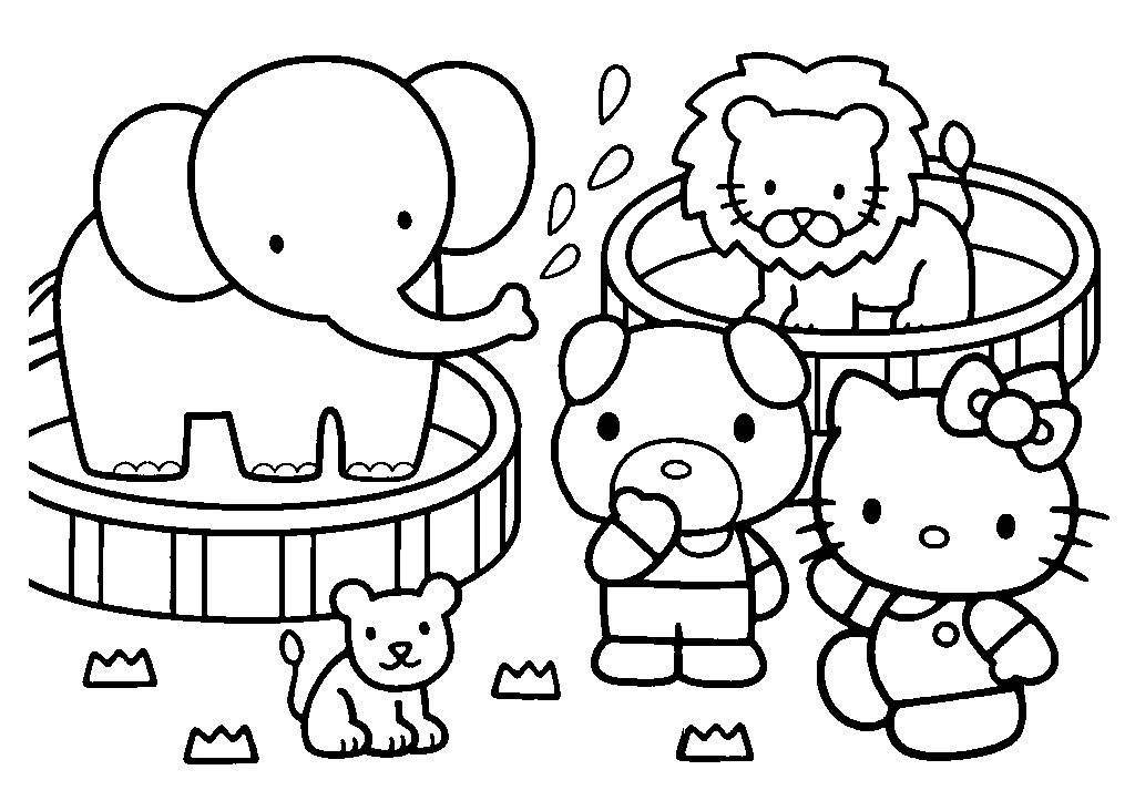 hello kitty in the zoo coloring pages