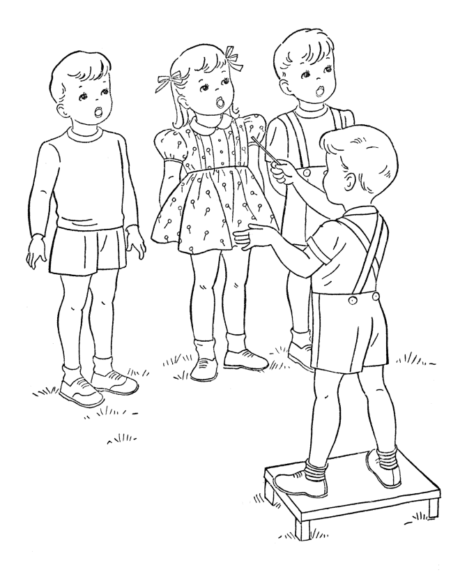 BlueBonkers: Kids Coloring Pages - singing a song together - Free