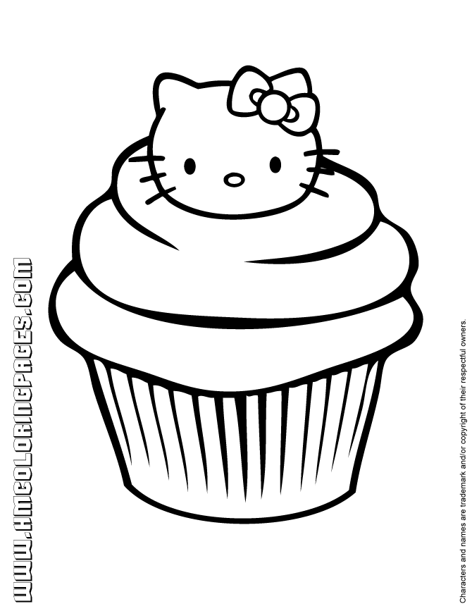 hello kitty cupcake coloring page printable pages