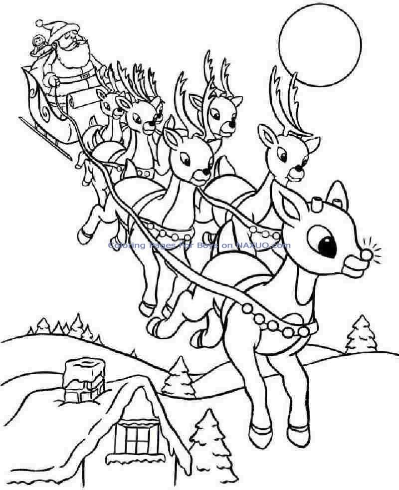 Printable Christmas Santa Deer Coloring Pages For Little Kids 4616