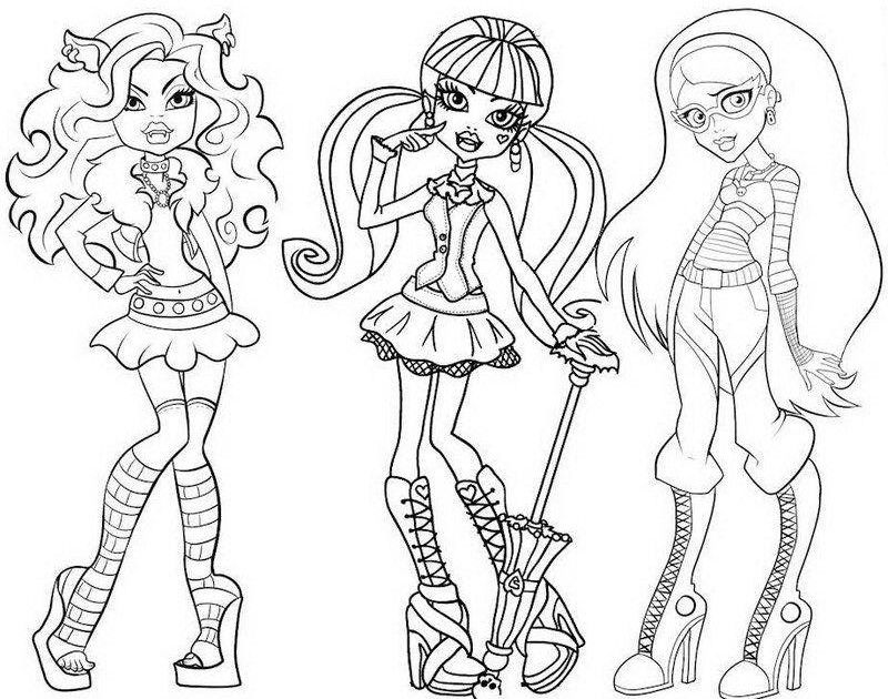 Download Monster High Coloring Pages Draculaura Clawdeen Wolf
