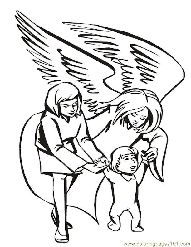 Coloring Pages 001 Angels 23 (Other > Religions) - free printable