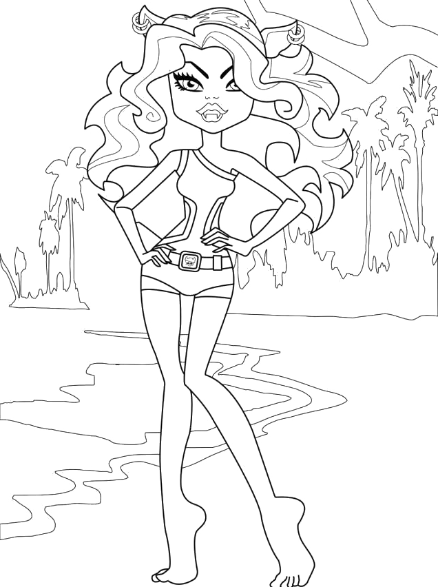 Clawdeen Wolf Photo At The Beach Coloring For Kids - Monster High