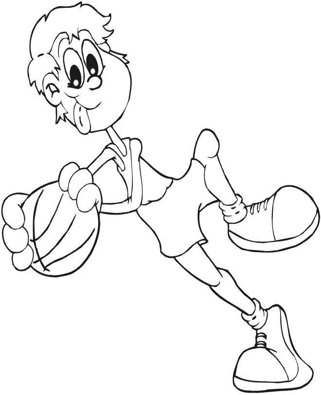 A Boys Playing Basketball Coloring Pages Printable 126#
