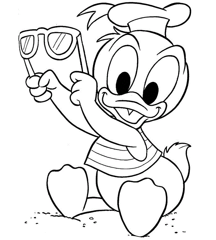 Baby Mickey Collecting Walnut Coloring Page | Kids Coloring Page