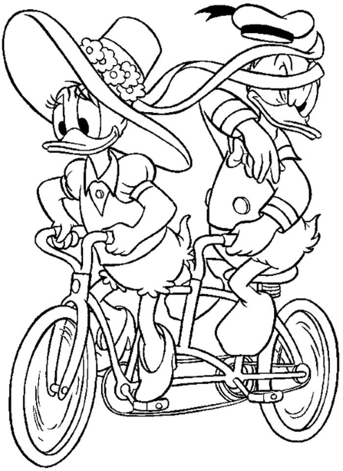 Donald and Daisy as Hawaiian Coloring Page - Disney Coloring Pages