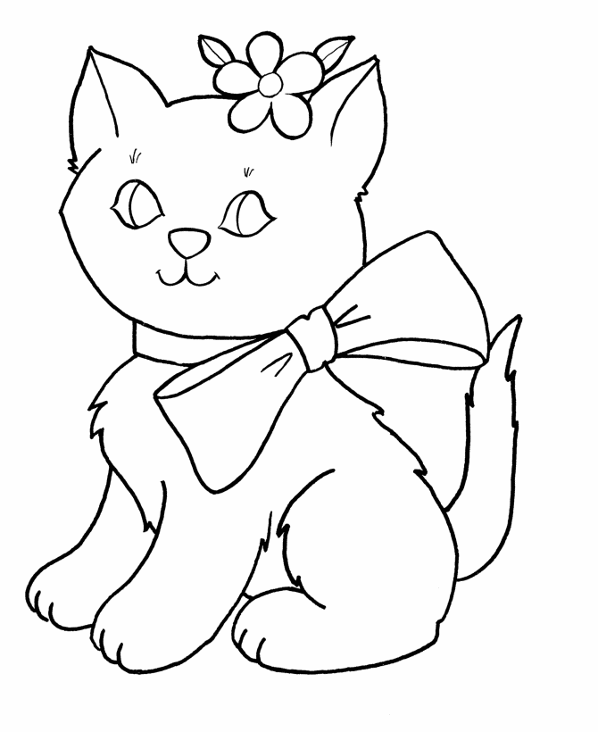 Easter Kids Coloring Pages - Free Printable Easter Bow Kitty