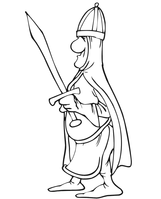 Knight Coloring Page |Goofy Looking Knight With Sword